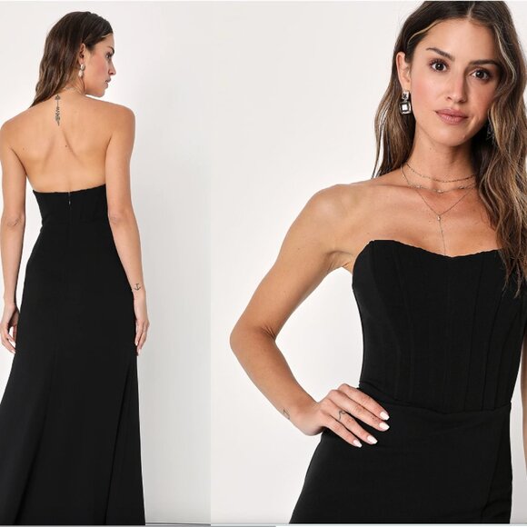 Passionate Admiration Black Strapless Bustier Maxi Dress, Size XS - Picture 4 of 10